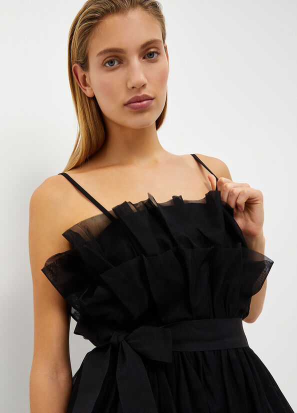 Liu Jo Kurzes Tulle Kleider Damen Schwarz | AMS-825719