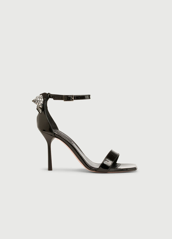 Liu Jo Lack Leder With Stiletto Heel Sandalen Damen Schwarz | ZFW-468031