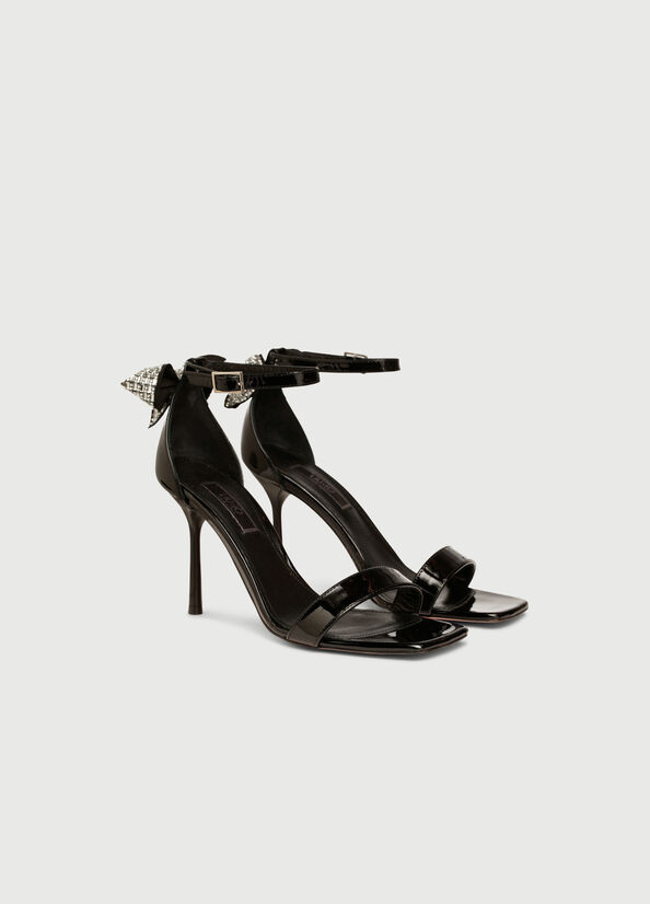 Liu Jo Lack Leder With Stiletto Heel Sandalen Damen Schwarz | ZFW-468031