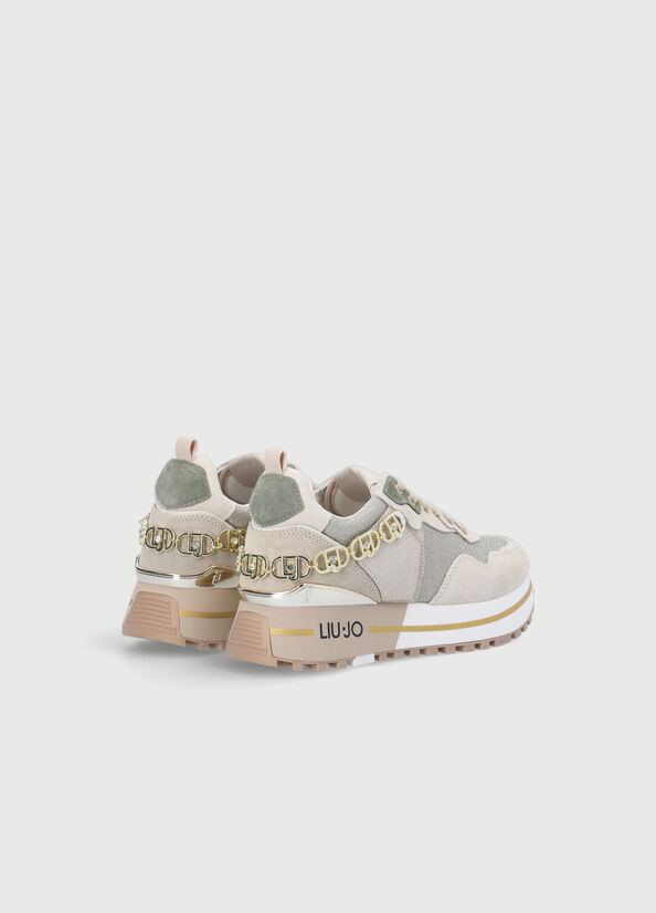 Liu Jo Leder Plattform Sneakers Damen Beige | PUF-734082