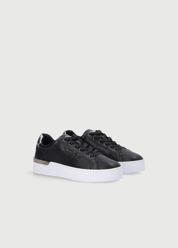 Liu Jo Leder Sneakers Damen Schwarz | XJN-806549