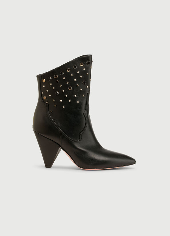 Liu Jo Leder With Jewels Stiefeletten Damen Schwarz | AKC-402378