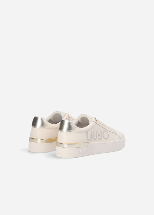 Liu Jo Leder With Logo Sneakers Damen Beige | EXC-098372