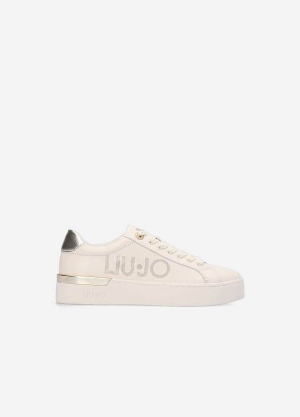 Liu Jo Leder With Logo Sneakers Damen Beige | EXC-098372