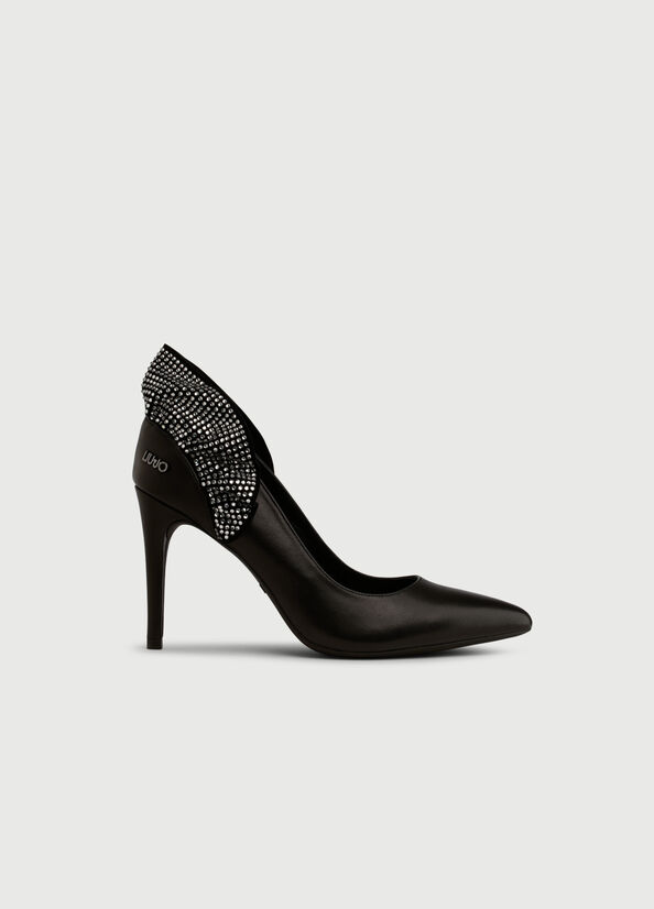 Liu Jo Leder With Ruching Stöckelschuhe Damen Schwarz | INC-082394