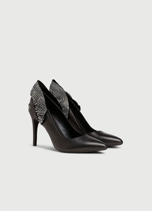 Liu Jo Leder With Ruching Stöckelschuhe Damen Schwarz | INC-082394