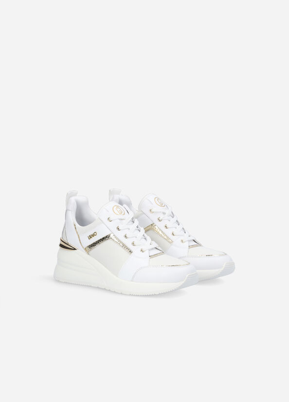 Liu Jo Leder With Wedge Sneakers Damen Weiß | LOF-831604