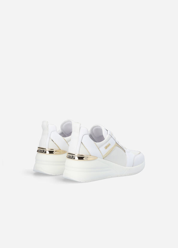 Liu Jo Leder With Wedge Sneakers Damen Weiß | LOF-831604