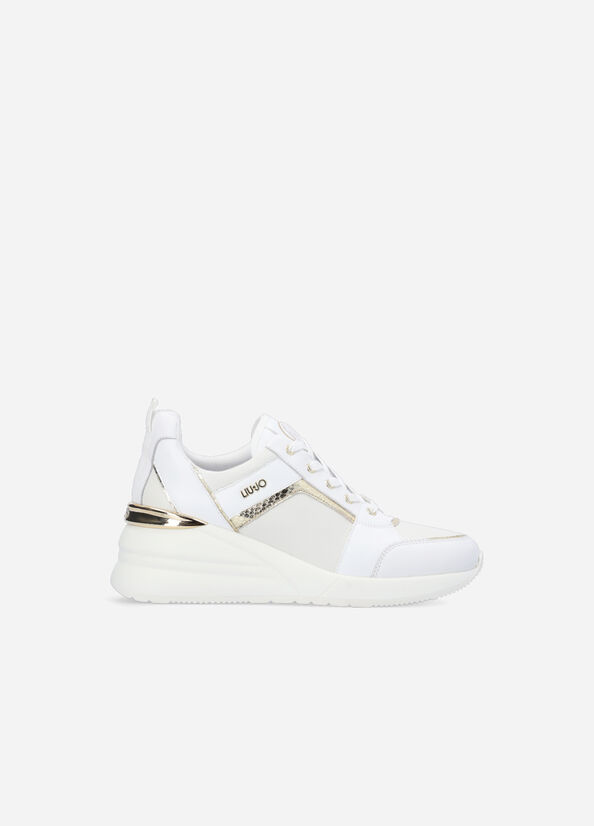 Liu Jo Leder With Wedge Sneakers Damen Weiß | LOF-831604