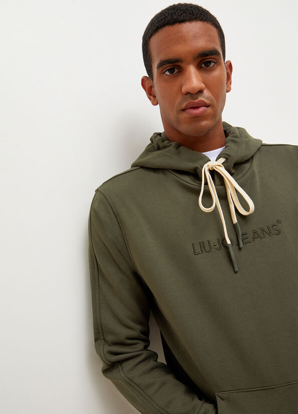 Liu Jo Logo Hoodie Pullover Herren Grün | WHT-417630