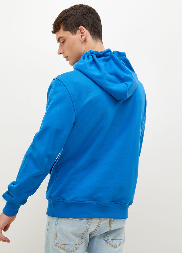 Liu Jo Logo Hoodie Pullover Herren Königsblau Blau | QOB-679043