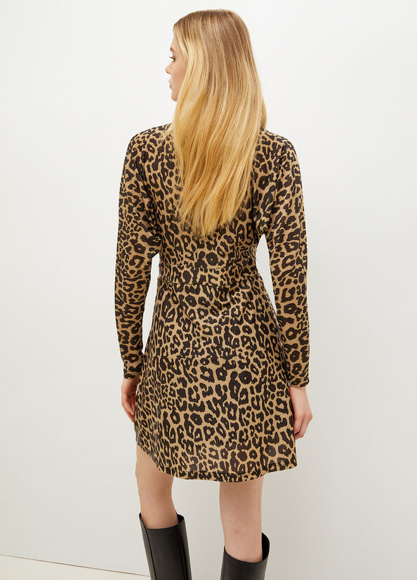 Liu Jo Lurex® Jersey Animal Print Kleider Damen Braun | ESO-816207