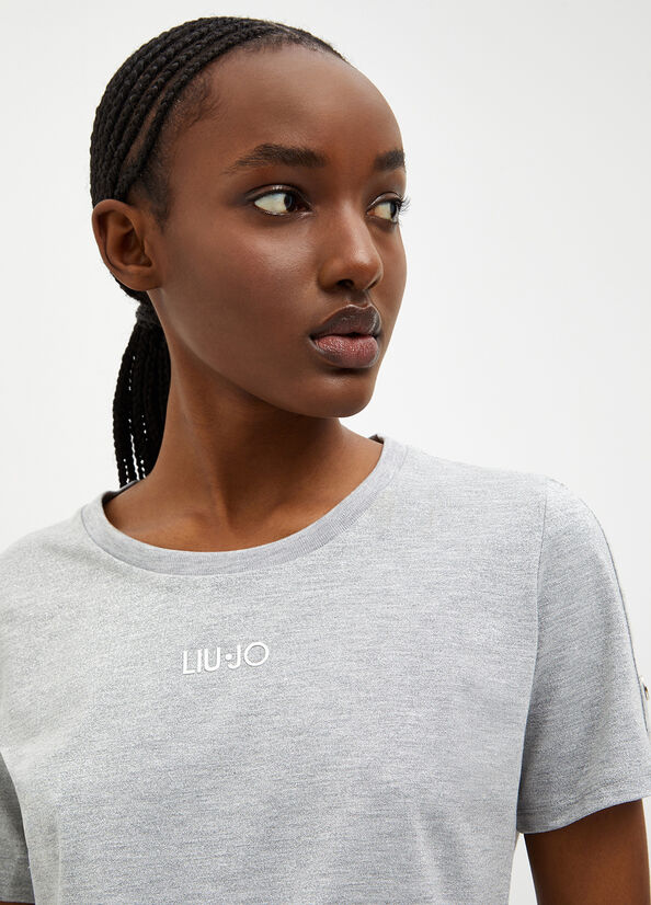 Liu Jo Lurex® Jersey T-shirts Damen Grau | HGU-823170