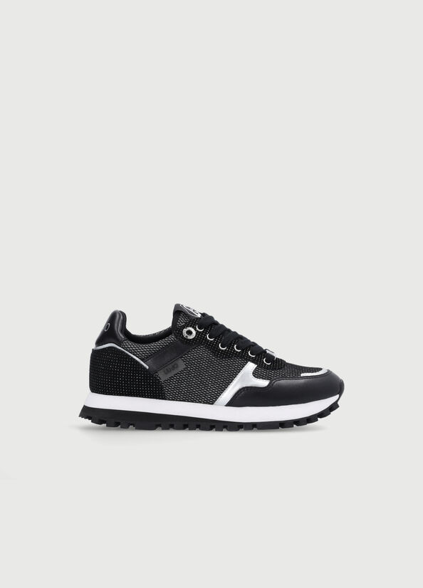 Liu Jo Mesh Lamé Sneakers Damen Schwarz | XKT-540312