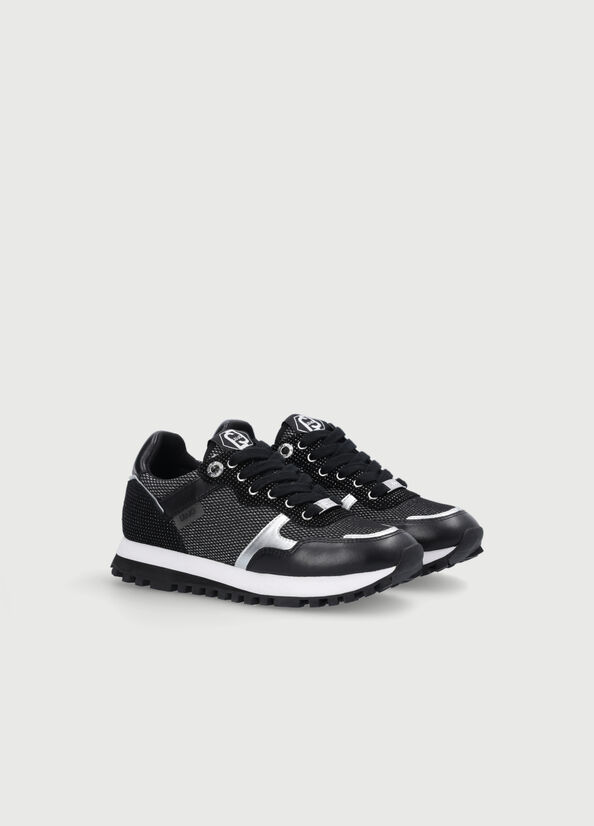 Liu Jo Mesh Lamé Sneakers Damen Schwarz | XKT-540312