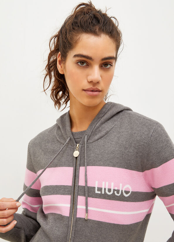 Liu Jo Mit Kapuze With Zip Pullover Damen Grau Rosa | UNV-586940