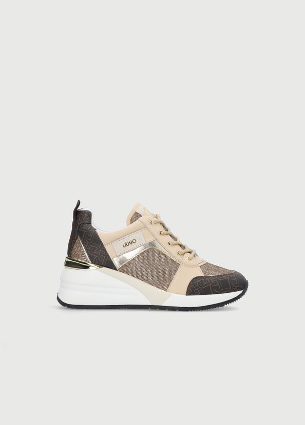 Liu Jo Monogram Lurex Sneakers Damen Gold | CZH-391680