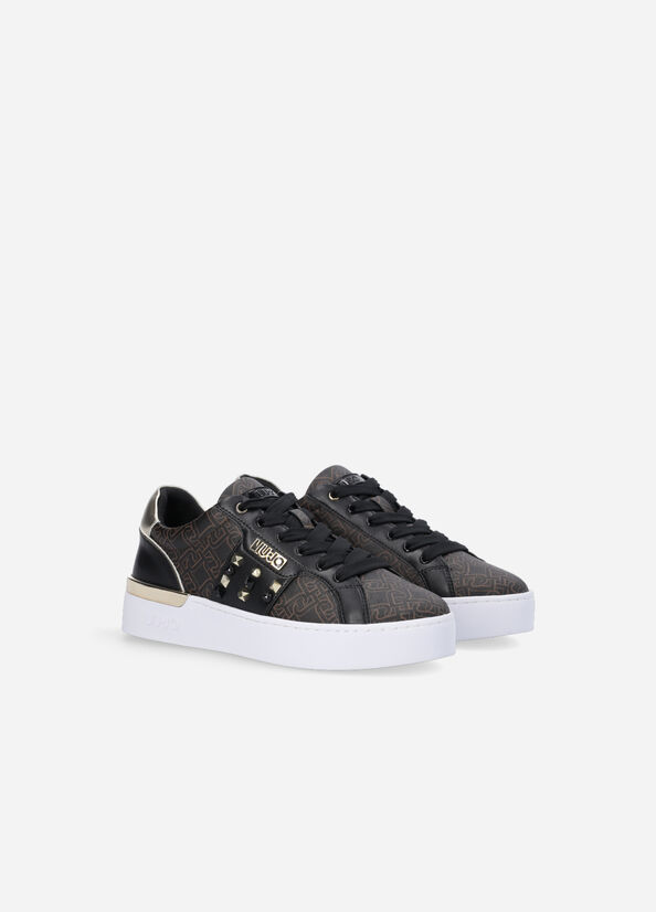 Liu Jo Monogram With Studs Sneakers Damen Braun | LPE-453679