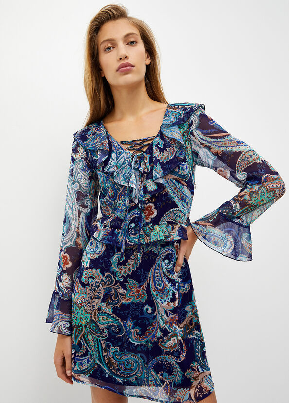 Liu Jo Paisley-Print Kleider Damen Türkis | UKY-410982