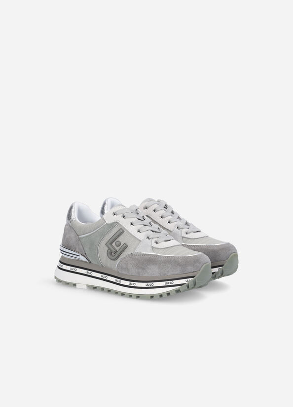 Liu Jo Plattform In Sparkling Fabric Sneakers Damen Grau | BVR-148632