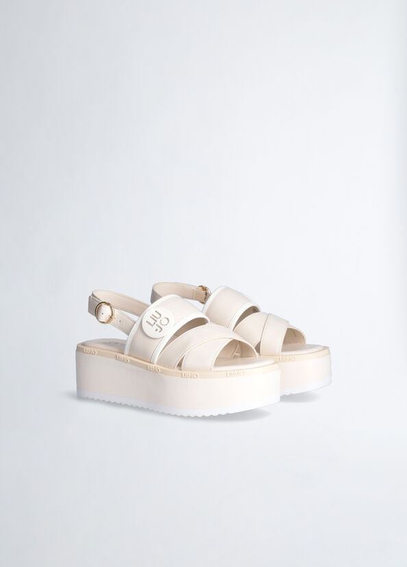 Liu Jo Plattform With Logo Sandalen Damen Weiß | OYH-437210