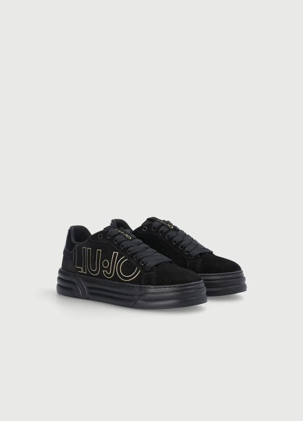 Liu Jo Plattform With Maxi Logo Sneakers Damen Schwarz | IAE-461805