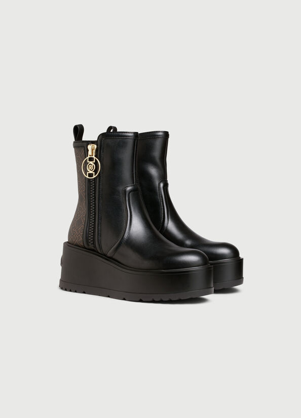 Liu Jo Plattform With Monogram Details Stiefeletten Damen Schwarz | AIS-186549