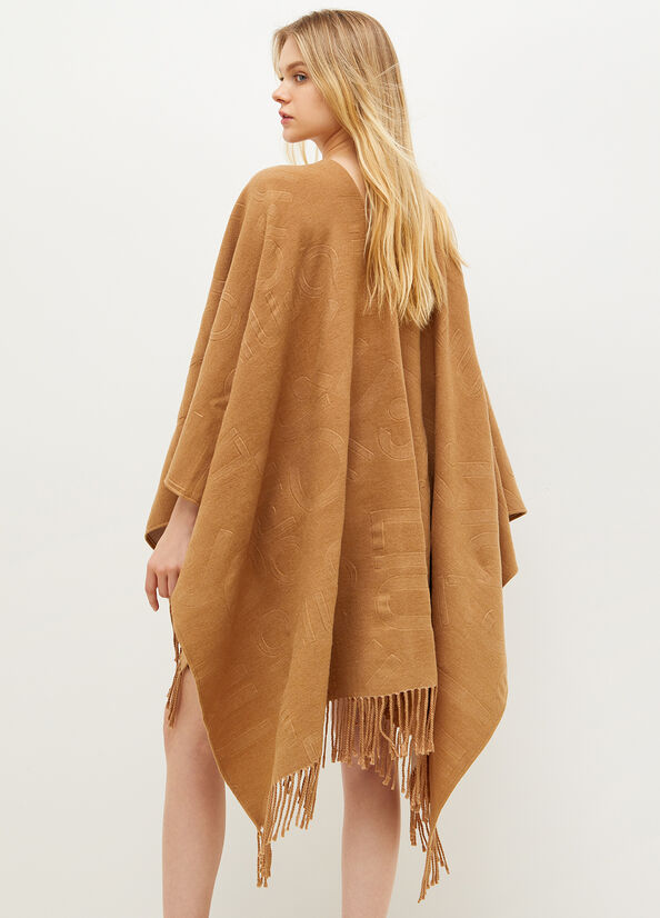 Liu Jo Poncho With Logo Mäntel Damen Braun | OPV-307214