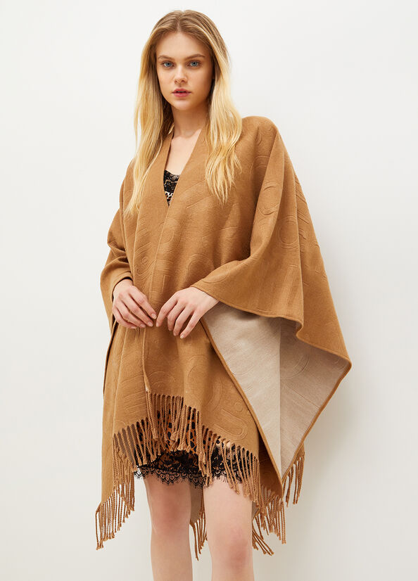 Liu Jo Poncho With Logo Mäntel Damen Braun | OPV-307214