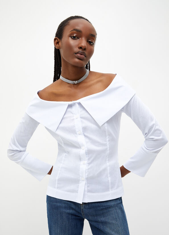 Liu Jo Poplin Blouse Hemd Damen Weiß | GUD-560813