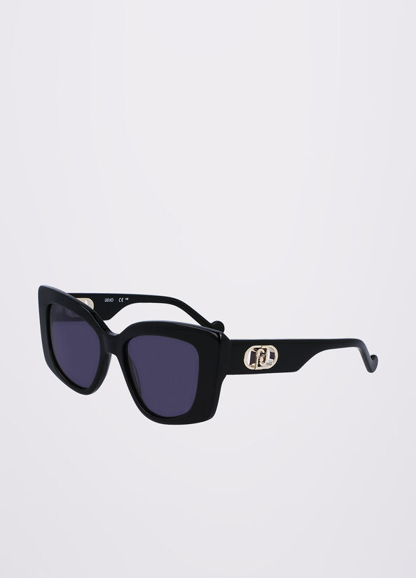 Liu Jo Rectangular Sonnenbrille Damen Schwarz | JDB-128674