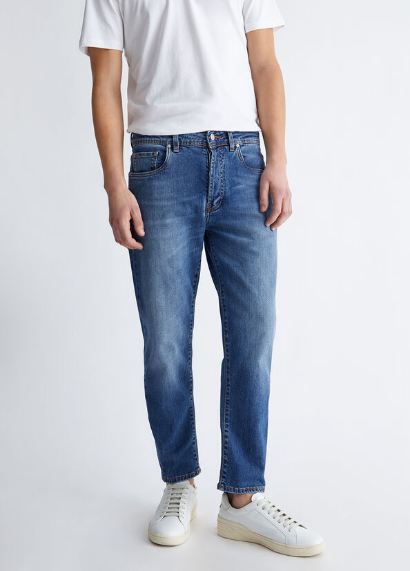 Liu Jo Regular Cropped Röhrenjeans Herren Blau | XOM-384052