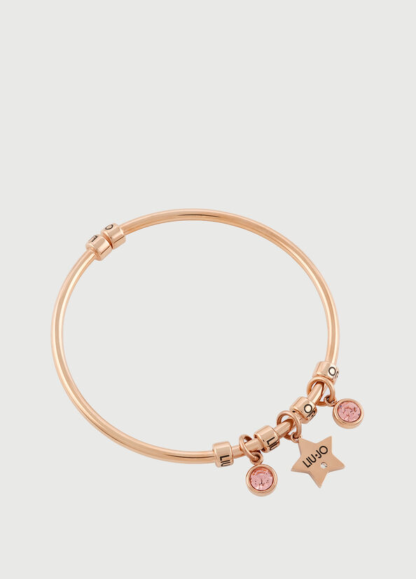 Liu Jo Rigid Bracelet With Jewel Charm Schmuck Damen Rosa Gold | AKX-698310