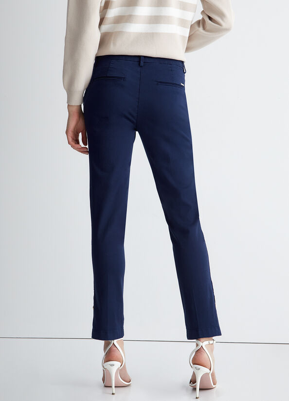 Liu Jo Satin Chinos Hose Damen Navy | JLU-091346