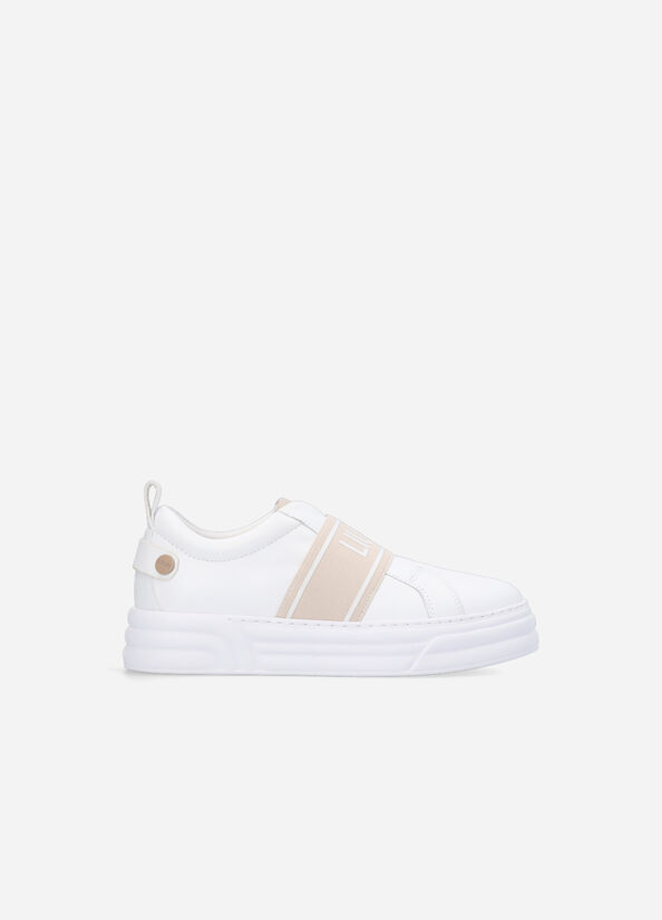 Liu Jo Slip Ons With Maxi Logo Sneakers Damen Weiß Beige | KEV-458713