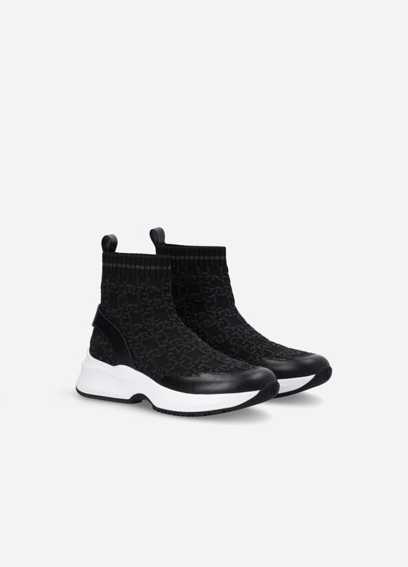 Liu Jo Sock With Jacquard Monogram Sneakers Damen Schwarz | TJE-603845