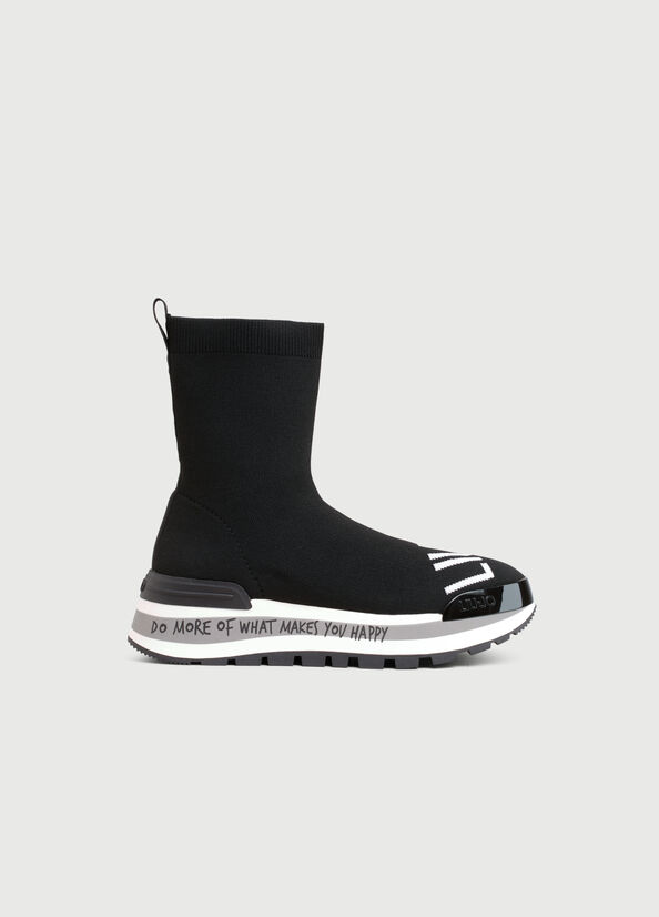 Liu Jo Sock With Logo Sneakers Damen Schwarz | JZK-159864