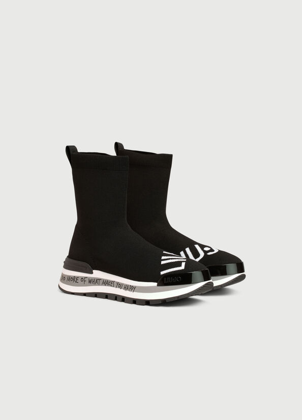 Liu Jo Sock With Logo Sneakers Damen Schwarz | JZK-159864