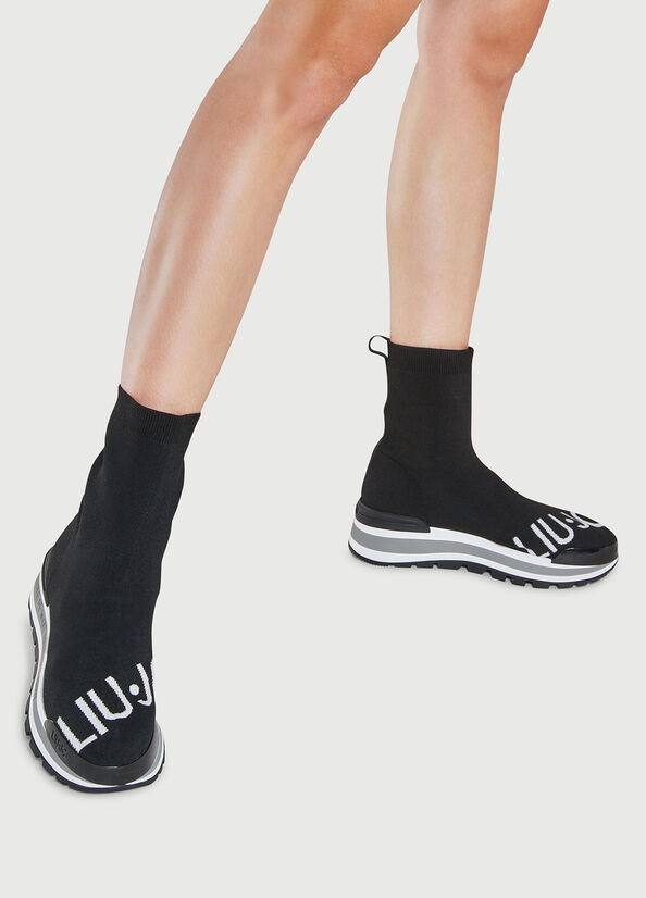 Liu Jo Sock With Logo Sneakers Damen Schwarz | JZK-159864