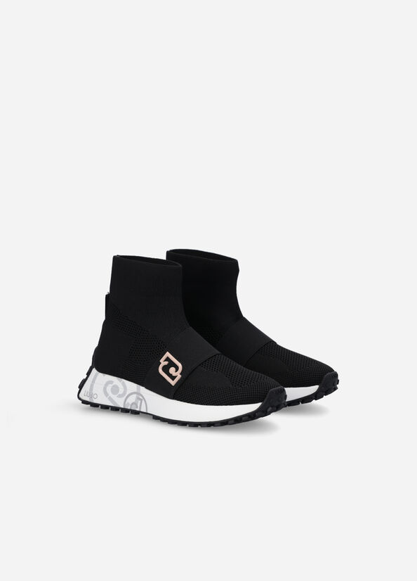 Liu Jo Sock With Logo Sneakers Damen Schwarz | PQO-428370