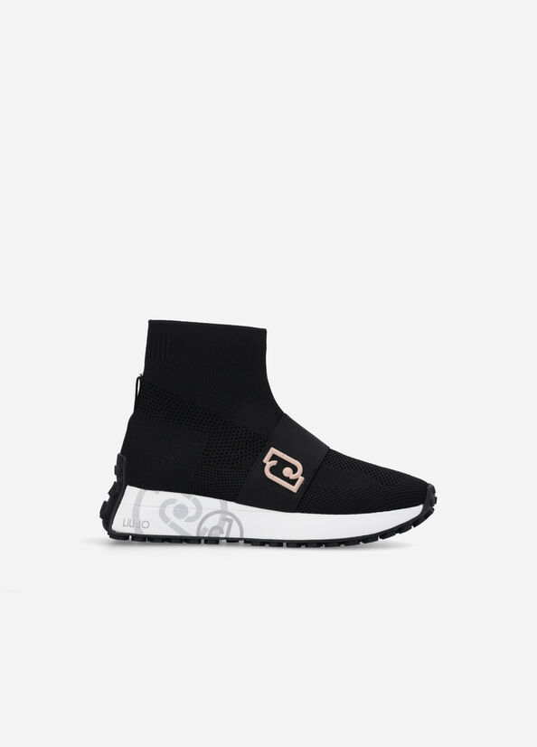 Liu Jo Sock With Logo Sneakers Damen Schwarz | PQO-428370