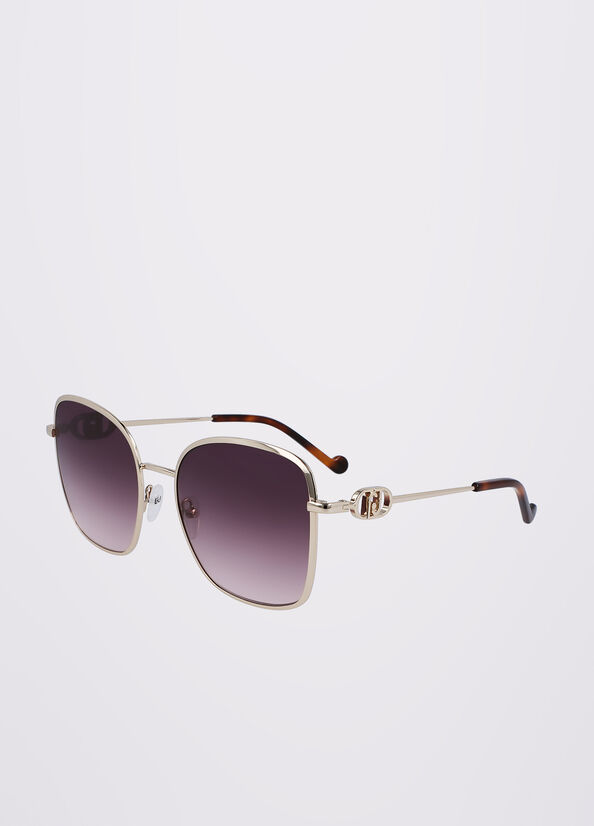 Liu Jo Squared Sonnenbrille Damen Gold | PVK-687514