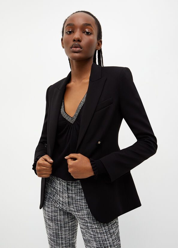 Liu Jo Stretch Blazer Jacke Damen Schwarz | JIQ-509213