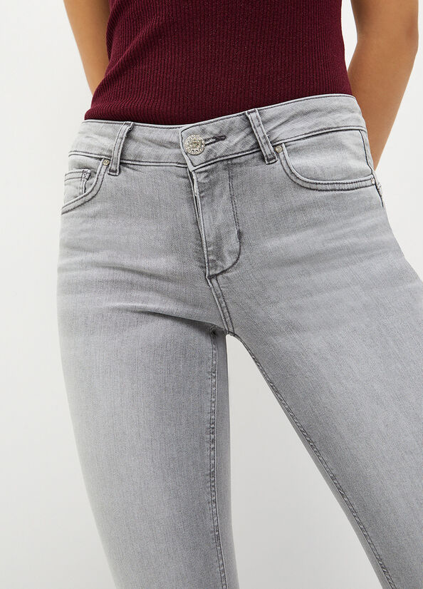 Liu Jo Stretch Denim Cut Röhrenjeans Damen Grau | URL-820534