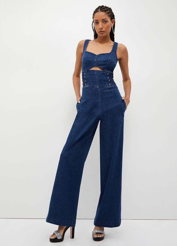 Liu Jo Stretch Denim Jumpsuit Straight Jeans Damen Blau | XZI-584270