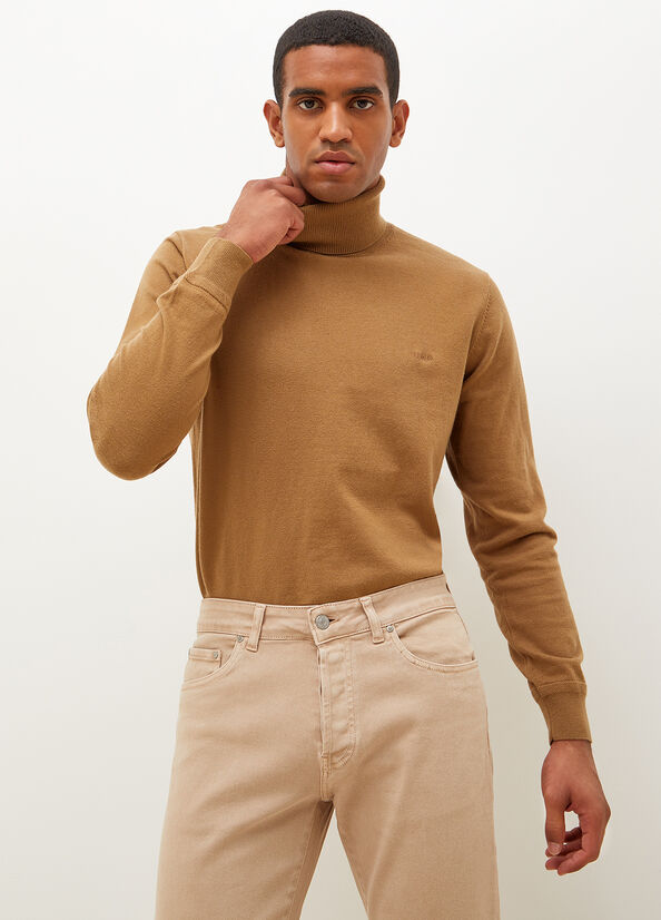 Liu Jo Turtleneck In Baumwoll Pullover Herren Braun | BEV-276159