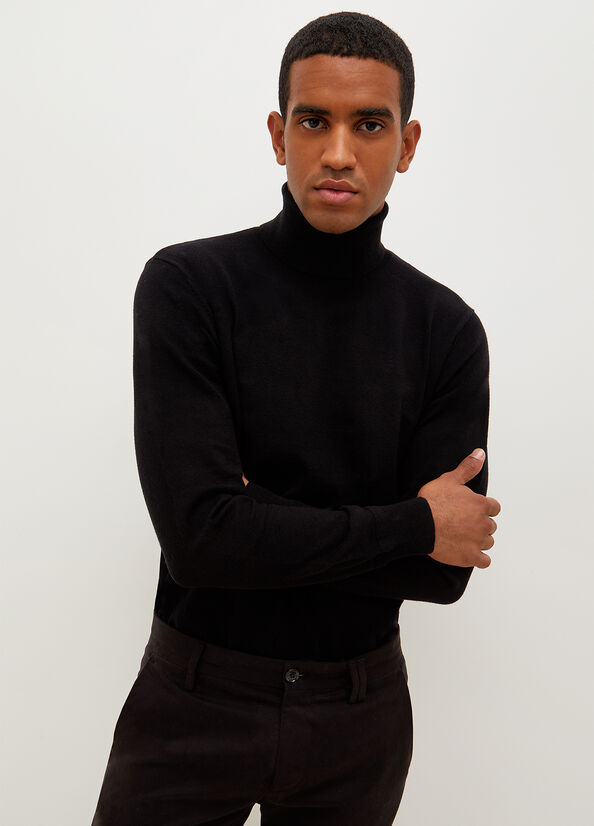 Liu Jo Turtleneck In Baumwoll Pullover Herren Schwarz | YIK-869140