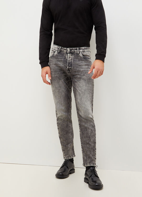 Liu Jo Twisted With Marbled Effect Röhrenjeans Herren Dunkelgrau | ZSO-195274