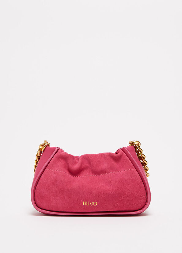 Liu Jo Wildleder With Logo Clutch Tasche Damen Fuchsie | ZCQ-528614