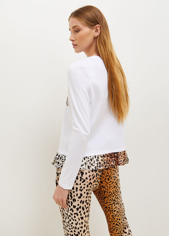 Liu Jo With Animal-Print Heart T-shirts Damen Weiß | RLK-243980